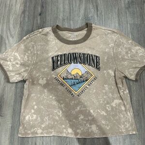 Mighty Fine Tan and Brown Short Sleeve Tee with Yellowstone Graphic